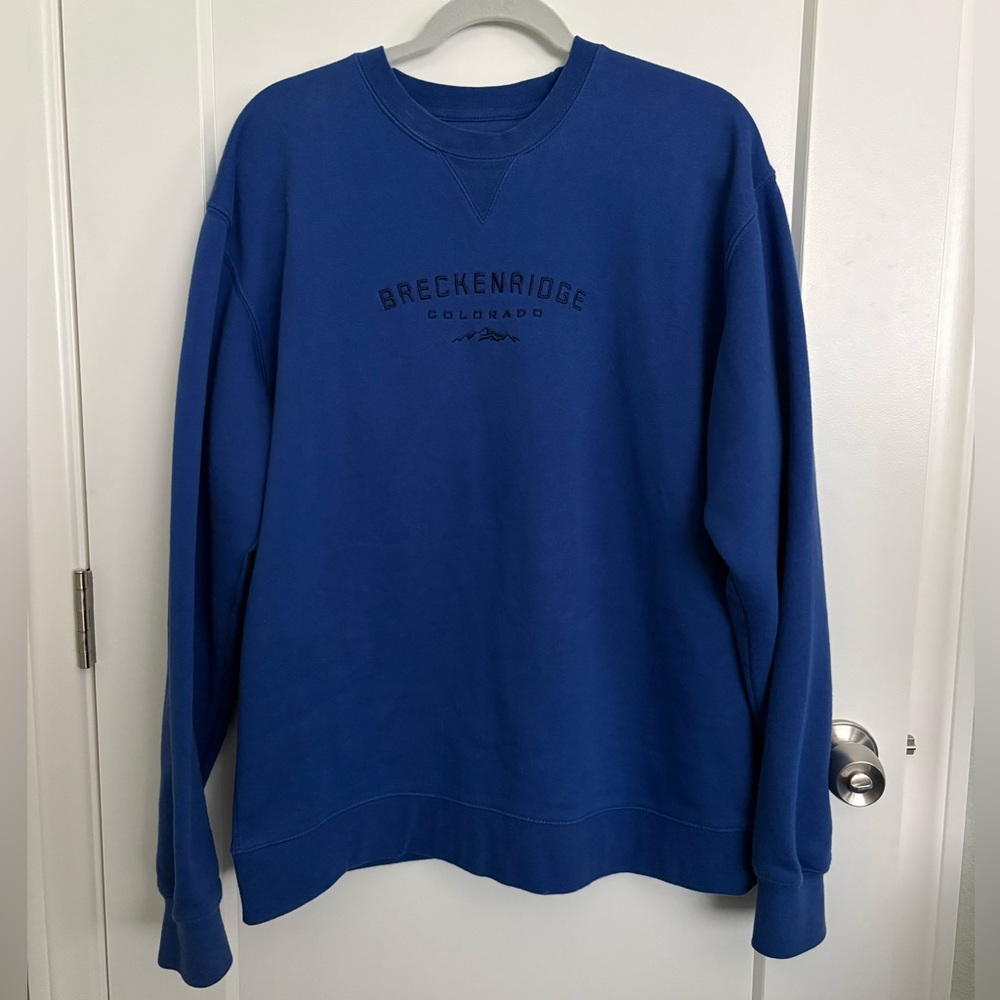Big Cotton Breckenridge Colorado Royal Blue Embroidered Crewneck Sweatshirt